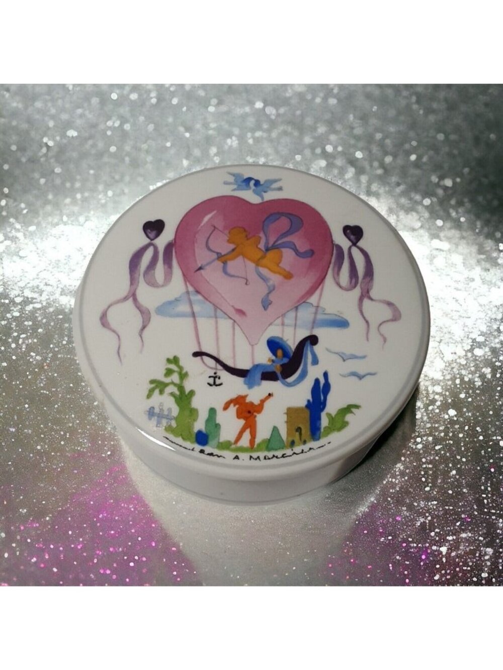 Villeroy & Boch Le Ballon Porcelain 2.75" Trinket Box Lidded Jean Mercier Art